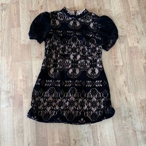Alice McCall Women's Black Velvet Puff-Sleeve Mini Sheath Dress
